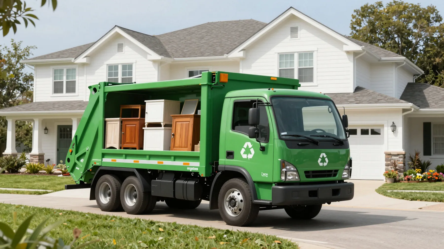General Hauling & Junk Removal truck outside a home